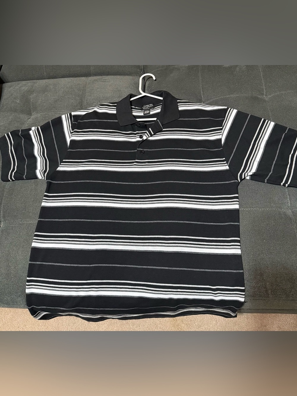 Men’s CalTop Black/White Striped Polo Shirt